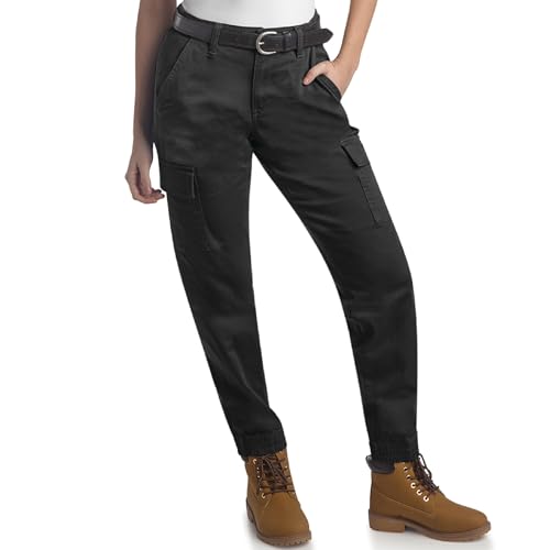 Image of Dickies Womens High Rise Cotton Twill Cargo Joggers Elastic Ankle