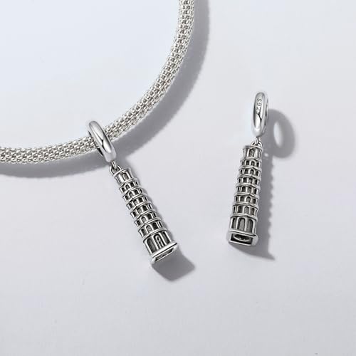 Leaning Tower of Pisa Pendant Charm 925 Sterling Silver Charm Fits For Pandora Bracelet Necklace,SCC28763