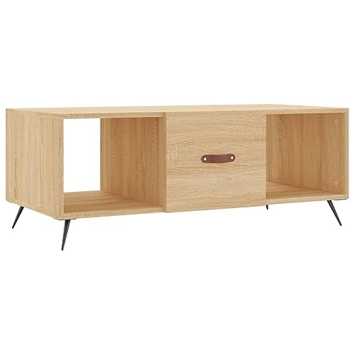 vidaXL Mesa de Centro Madera contrachapada Roble Sonoma 102x50x40...