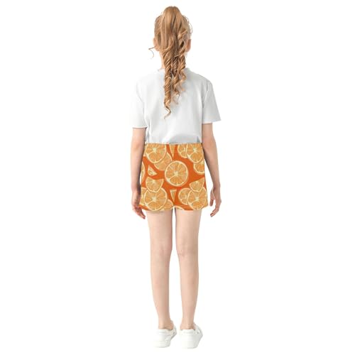 Girls Athletic Lounge Shorts Youth Cartoon Orange Slices Print Comfy Pajama Summer Clothes, X-Small3