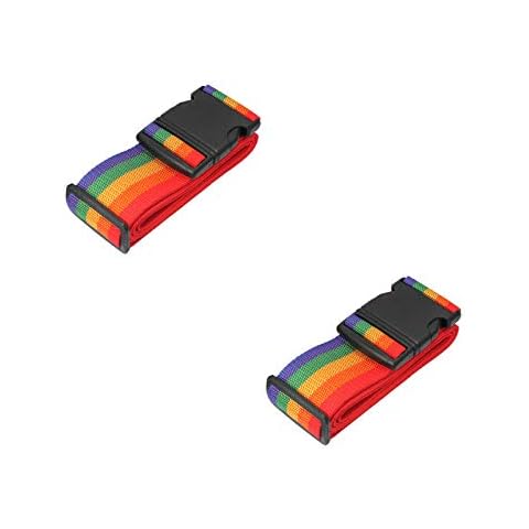 YUEMING 2 Packs Luggage Suitcase Straps, Adjustable Suitcase Belts, Straps with Buckle Closure and Name Tag Slot for Travel Security, Handbags, Luggage, Totes, Carts, Wheeled Luggage 5 x 150cm Cover