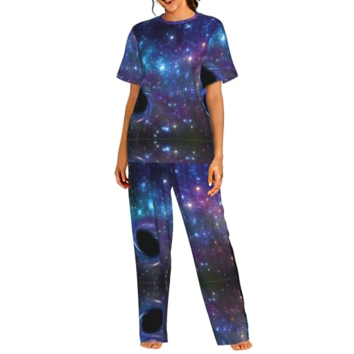 Pyjama doux femme Galaxy : ensemble respirant manches courtes et pantalon