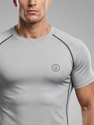 Image of CHKOKKO Men's Compression Gym T-Shirt for Running, Workout, Training, Sports & Activewear | Quick Dry Breathable Stretch Fabric | Body Fit Half Sleeve Athletic Sports Tee for Men