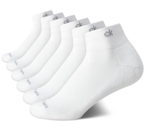 Image of Calvin Klein Quarter Socks for Women - 6 Pack Cushioned Ankle Socks - Quarter Cut, Breathable, Lightweight, Athletic Design