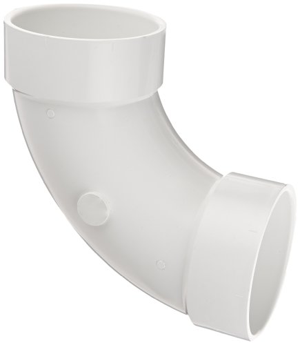 Spears P304 Series PVC DWV Pipe Fitting, 1/4 Bend, Long Sweep Elbow, 4" Hub