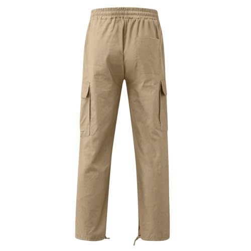 Cargo Pants for Men Straight Leg Drawstring Work Pants Plus Size Hiking Elastic Waist Trousers Fashion Pant3
