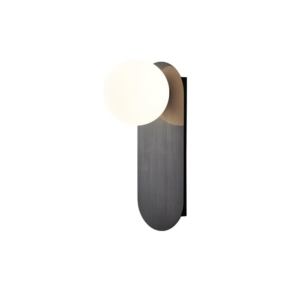 HUAYUSEDF Mid Century Wall Sconce, Modern Gold Bathroom Vanity Light, Nordic Bedside Copper Lamp with Milky Glass Globe Lampshade,G9 Indoor,Hotel Villa Corridor Mounted(Dark)