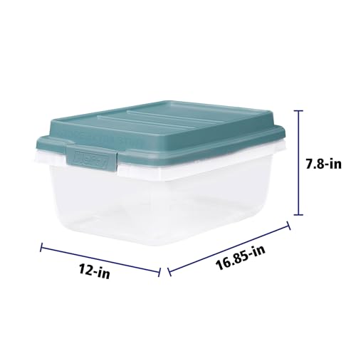 Hefty Hi-Rise Storage Bin with Lid, 18 Quart, Smoke Blue, 8 Pack - image 4