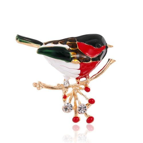 Image of coadipress Colorful Birds Brooch Pins Crystal Rhinestone Branch Bird Brooch Cute Enamel Animal Magpie Hummingbird Pin Fashion Jewelry Accessories Gifts