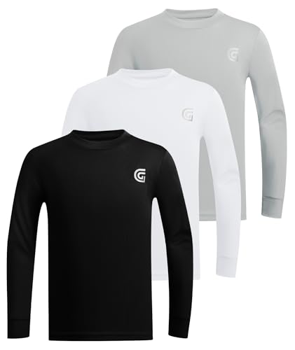 ZITY 3er Pack Kinder UV Shirt Jungen Langarm Schwimmshirt UPF50+ Schutzkleidung Schnelltrocknende Wasser Rash Guard Durchlässige Badeshirt L Schwarz Weiß Grau