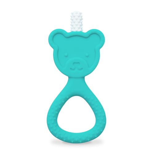 Image of oogiebear 360˚ Teether - Safe Teething Toys for Babies 3 Months and Older | Soft Bristle Teddy Bear Silicone Teether | Super Soft BPA-Free Silicone - Seafoam