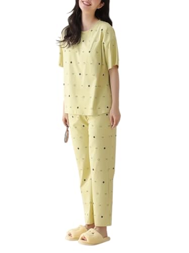 Image of Celary Women's Korean Night Suit Set | Round Neck Full Sleeve Top & Printed Ankle Length Pyjama | Skin-Friendly Fabric Soft Breathable Stretchable Loungewear | M to 2XL