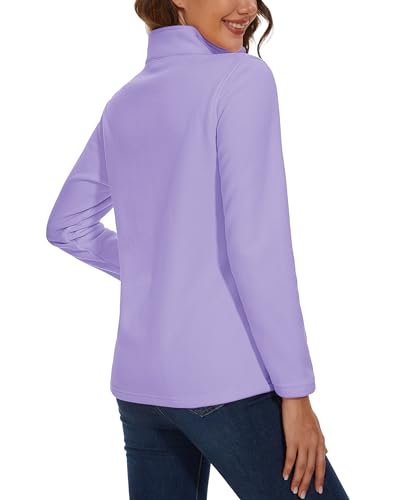 MAGCOMSEN Women's Quarter Zip Pullover Polar Fleece Sweatshirts Lightweight Stand-Collar Jacket Warm Tops2