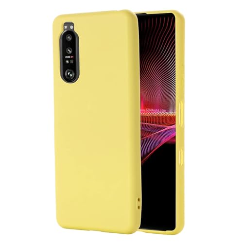 BRAND SET Funda para Sony Xperia 1 III, Caja Teléfono Silicona Líquida, con Forro Tela Microfibra Estuche Protector Suave al Tacto Carcasa para Sony Xperia 1 III-Amarillo