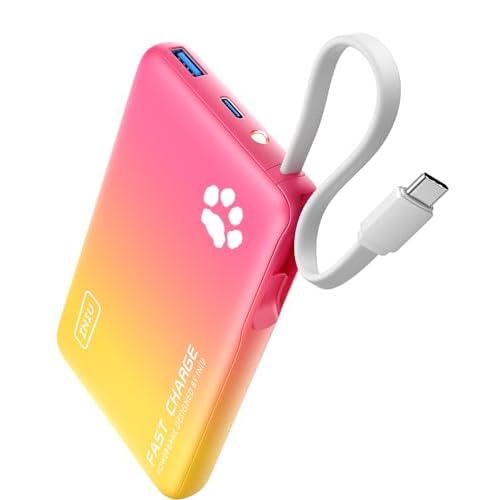 INIU 45W Power Bank, Fast Charging Portable Charger with Built-in USB C Cable, 10000mAh Small Type C Powerbank, Battery Pack for iPhone 17 16 15 14, iPad, Samsung S25 S24 etc Travel Camping