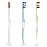 B Rush Extra Soft Toothbrush with Tongue Scraper - Tongue Scrubber with Flossing Bristles for Sensitive Teeth and Gums, Dental Travel Hygiene...