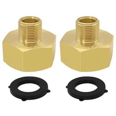 Joywayus 2PCS 3/4 GHT Female to 3/8 Compression Male Thread Adapter Pipe Fitting, Brass Reducer Faucet Connector Water Hose Adapter, Supply Line to Garden Hose Adapter for RV Kitchen Bathroom Plumbing