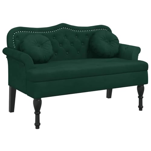 Banco de terciopelo verde oscuro 120cm con patas de madera para salón y comedor 2