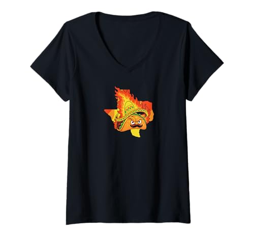 Mujer Taco Texano de la mañana ardiente Camiseta Cuello V