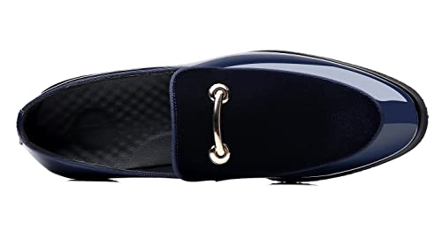 Santimon Mens Slip On Loafers Smoking Slipper Gold Buckle Moccasins Moccasins Casual Formal Business Wedding Shoes3