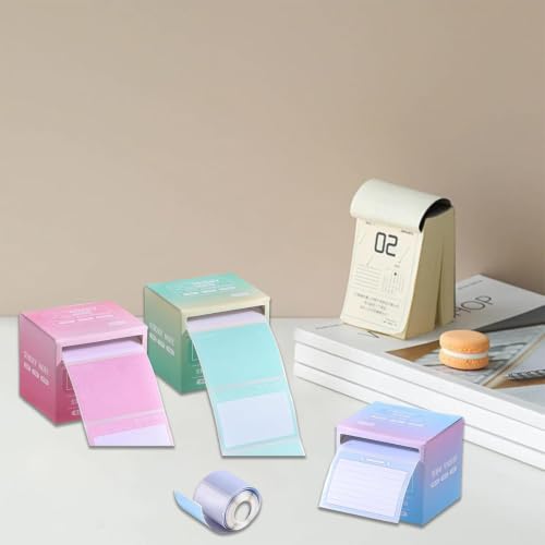 Image of Sticky Notes Dispenser Cube with 512 Self Adhesive Memo Sheets (1.8 x 2.5 Inch) | Pull-Out Sticky Note Pad for Office, School & Home | Cute Desk Memo Note Holder for Reminders, Pack of 1