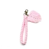 REPALY 2 Piezas De Llavero Tejido A Mano Colgante De Traje Colgante De Hoja Pequeña Desmontable, Rosa-1 Llavero