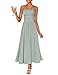 ZESICA Women's Summer Sleeveless Midi Dress 2026 Strapless Ruched A Line Flowy Wedding Guest Party Beach Long Dresses Sage Medium