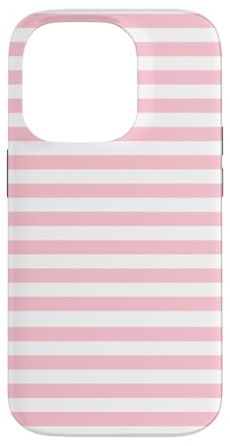 White and Pink Stripes Geometric Horizontal Lines Pattern X}zP[X iPhone 14 Pro p
