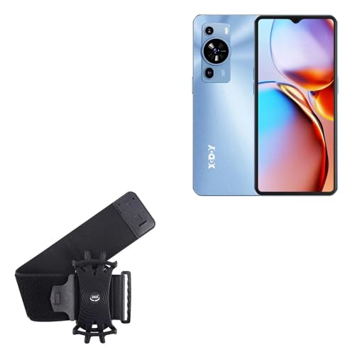 BoxWave Holster Compatible with Xgody Mate 50 - ActiveStretch Sport Armband, Adjustable Armband for Workout and Running - Jet Black