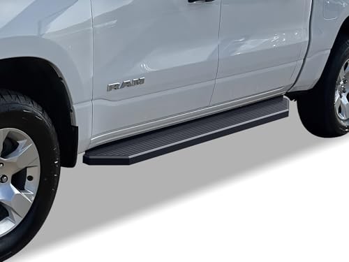 APS 6-inch (Black Stainless Steel Flat Style) Running Boards Nerf Bars Side Steps Step Rail Compatible with Ram 1500 2019-2026 Crew Cab (Will Not Fit 2018 Previous Generation Build in 19-24)