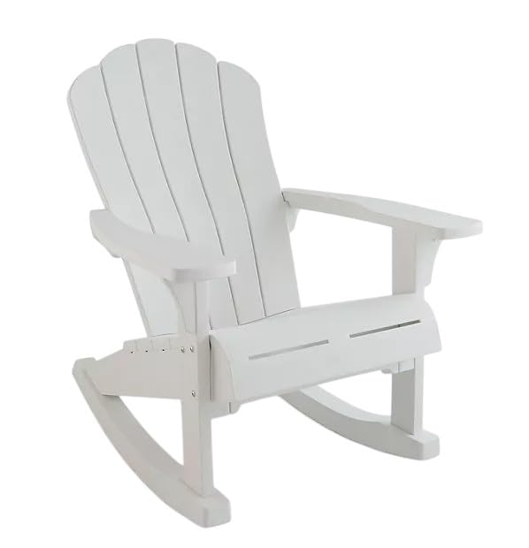 Resin Adirondack Rocking Patio Chair-Perfect for Porch, Pool, and Fire Pit Seating, (White, 1 Pack)