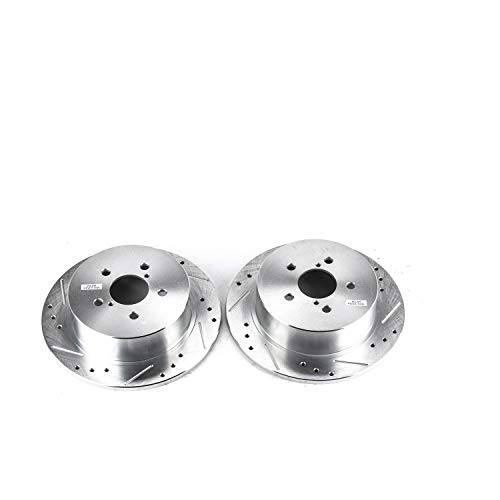 Image of PowerStop Evolution Rear Brake Rotors for Subaru Legacy 2005-09 | Subaru Outback 2005-09 - Drilled & Slotted Performance Disc Rotors Upgrade, JBR1367XPR