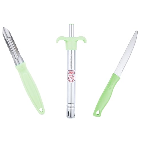 Anjali 3-Piece Kitchen Tool Set – 1 Knife, 1 Peeler, 1 Lighter – Ideal for Cooking, Food Prep, and Various Uses for Home and Kitchen- Green