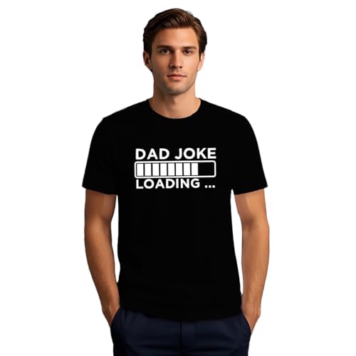 Image of SUWATOIN Dad Jokes Loading Shirt Daddy Bad Pun Humor T-Shirt Funny Tee Tops Black