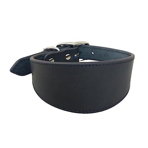 RALIYATX Verstellbare Halsbänder, Leder, Hundehalsband, weich gepolstertes Halsband für Whippets, Salukis, Windhunde, verstellbares Halsband für große Rassen, Hundebedarf, Schwarz, Größe M