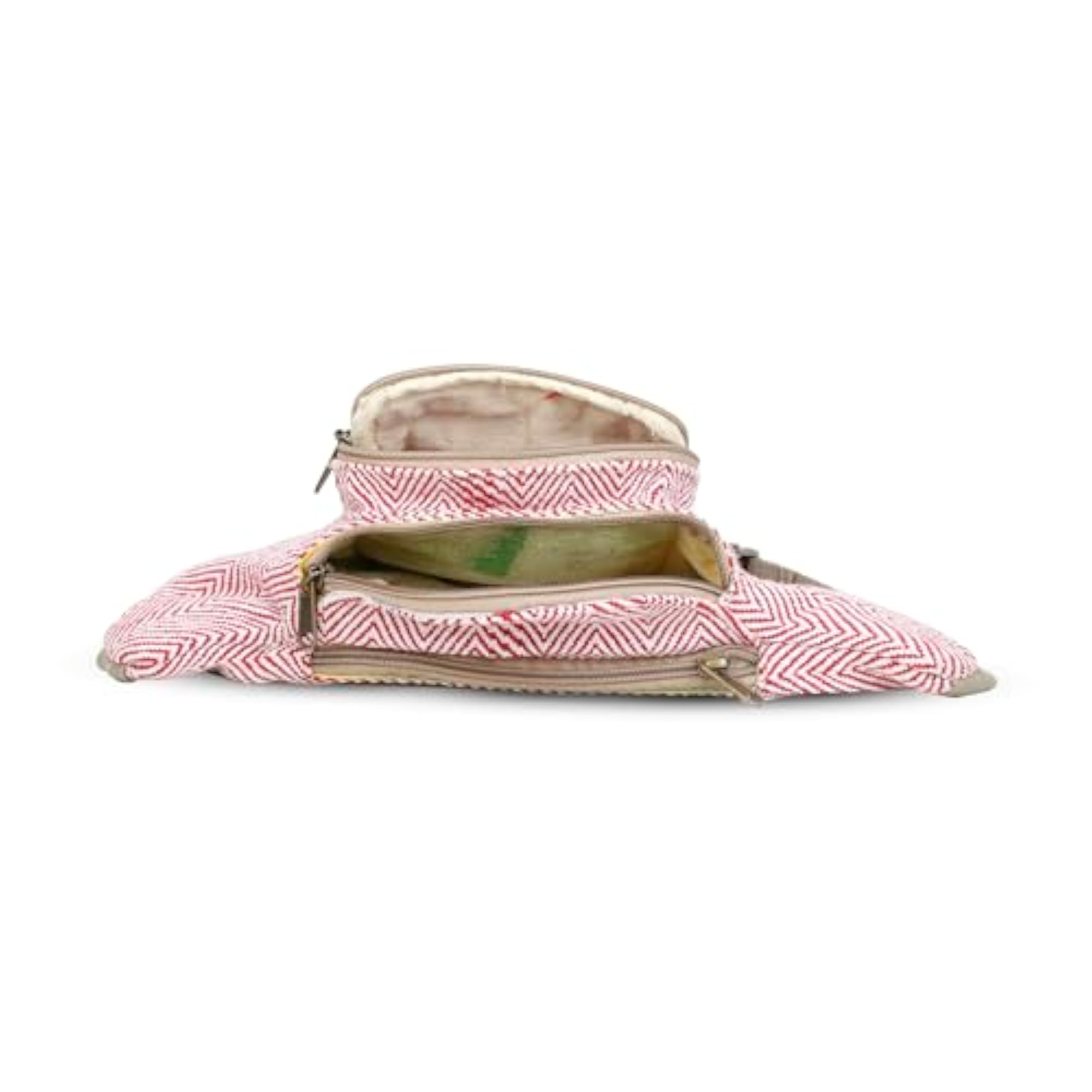 Red and White Herringbone Pattern Fanny Pack Waist Bag