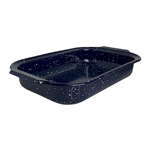 IMUSA USA Traditional Blue Speckled Roaster/Baking Pan 16″ x 12”