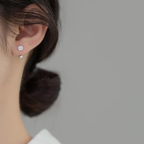 SLUYNZ Sterling Silver CZ Half Hoop Earrings for Women Teens CZ Open Hoop Earrings Huggie Cartilage Helix Piercing Ball Screw Backs2
