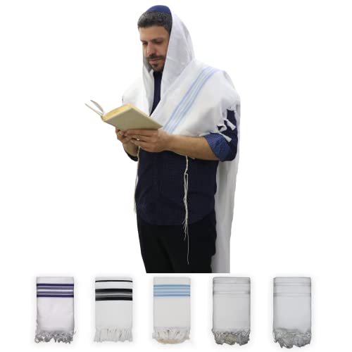 A supervised kosher Tallit Gadol Prayer Shawl from Israel,Wedding Model Diamond,Non-Slip.Wash and Iron easily.