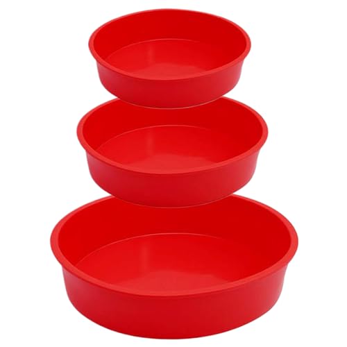 3Pcs Silicone Cake Molds 4'' 6'' ? 8'' Round Cake Pans Sets Quick Release Silicone Baking Pan with Brush Heat Resistant Cake Molds for Layer Cake, Cheese Cake Round Cake Pans Silicone Baking Pan Sili