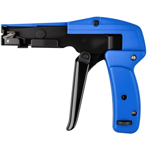 Krismose Cable Tie Gun Die-Cast Steel Flush Cut Fastening Tool Ergonomic and Adjustable Tension 1-3 Settings 6.29 Inches Length for Nylon Cable Ties