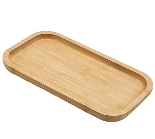 WLFADDY Bamboo Vanity Tray, Bathroom Counter Toilet Tank Tray for Organizing and Home Decor, 9.8 x 5.5 x 0.8 inch
