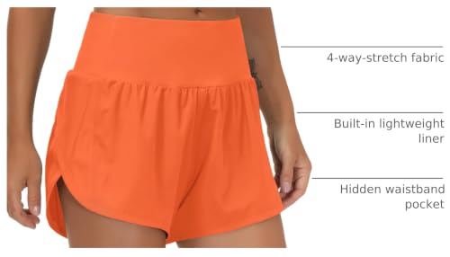 Image of THE GYM PEOPLE Womens High Waisted Running Shorts Quick Dry Athletic Workout Shorts with Mesh Liner Zipper Pockets