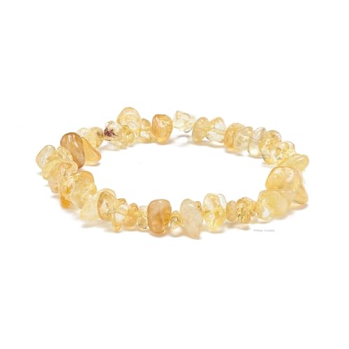 Erliway Citrine Crystal Beaded Stretch Bracelet for Women