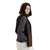 Kapuzenschal Winterwarmer Wollschal, einteilig, luxuriös, Designermode, Strickmützen und Schals for Damen(Brown)