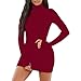 Yajedo Cocktail Dresses for Women 2027 Fall Fashion Bodycon Long Sleeve High Neck Party Club Going Out Mini Dress Burgundy