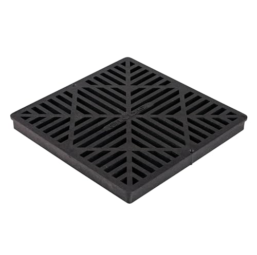 NDS 1211G* Square Catch Basin Drain Grate, Diamond Design, Fits 12-Inch Catch Basin Drain, Risers and Low Profile Adapter, 12-Inch, Plastic, Black