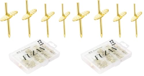 Image of 72 pcs Picture Hangers with 10-60lbs, 4 Different Size Picture Hangers, Iron Alloy Nail Hooks, Plaster Picture Hanging Kit on Wooden /Drywall Hanging Hardware for Clock, Mirror, Jewelry (Pack of 2)
