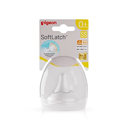 Image of Pigeon SoftLATCH Peristaltic Plus Nipple SS Size (0+ Months) | Ultra Soft Silicone | 1 Pc with Case