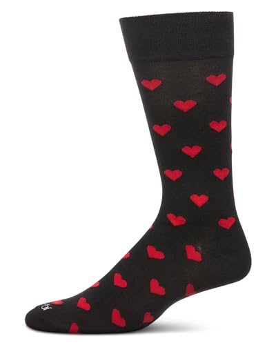 MeMoi Men's Hearts Rayon From Rayon Crew Socks